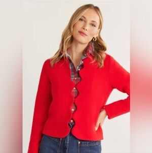 Dudley Stephens Coach House Scalloped Blazer Jacket Red Size Small